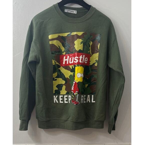 Bart Simpson Hustle Crewneck Sweatshirt - Army Green Camo - 3fortyinc - M - Picture 14 of 15